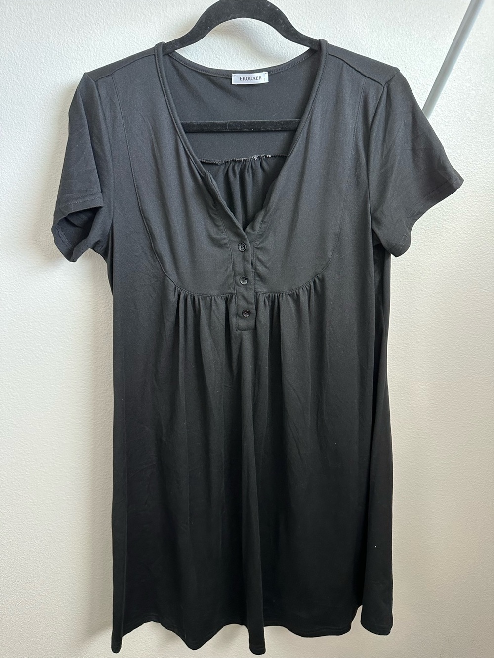 Black Short Sleeve Night Gown Pregnancy Friendly size S